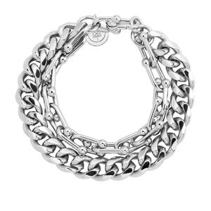 Eklexic Violet Double Strand Chunky Bracelet 6.5 Rodium Plated Modern City Chic